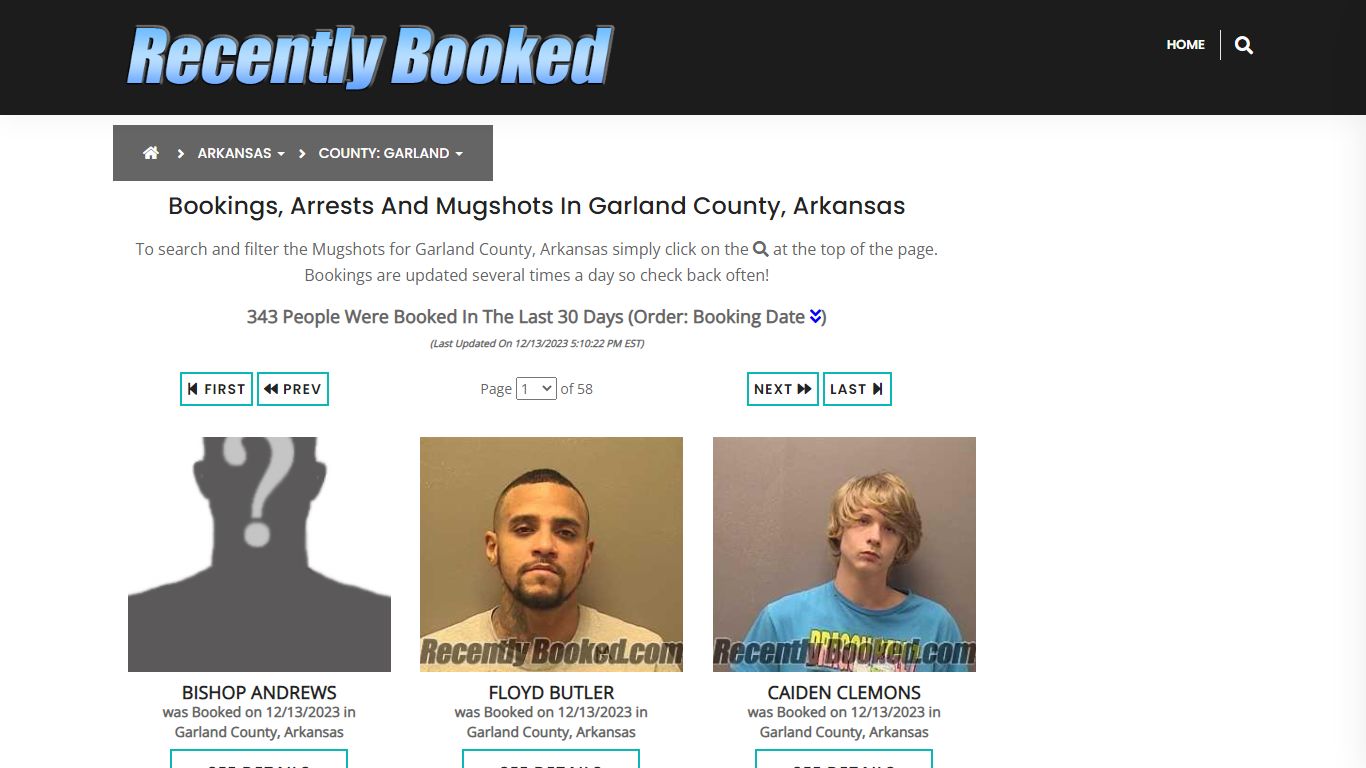 Bookings, Arrests and Mugshots in Garland County, Arkansas