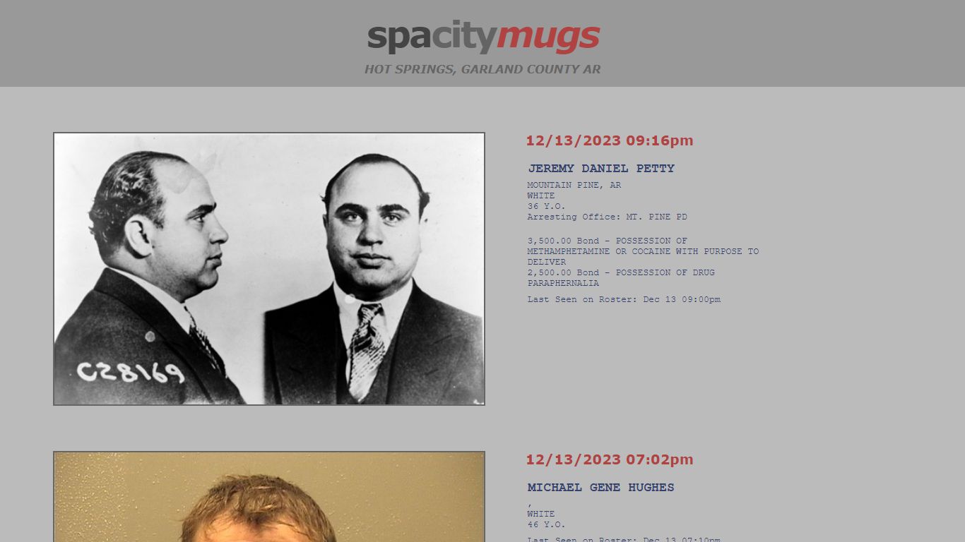 Mugshots for Garland County including Hot Springs | SpaCityMugs.com